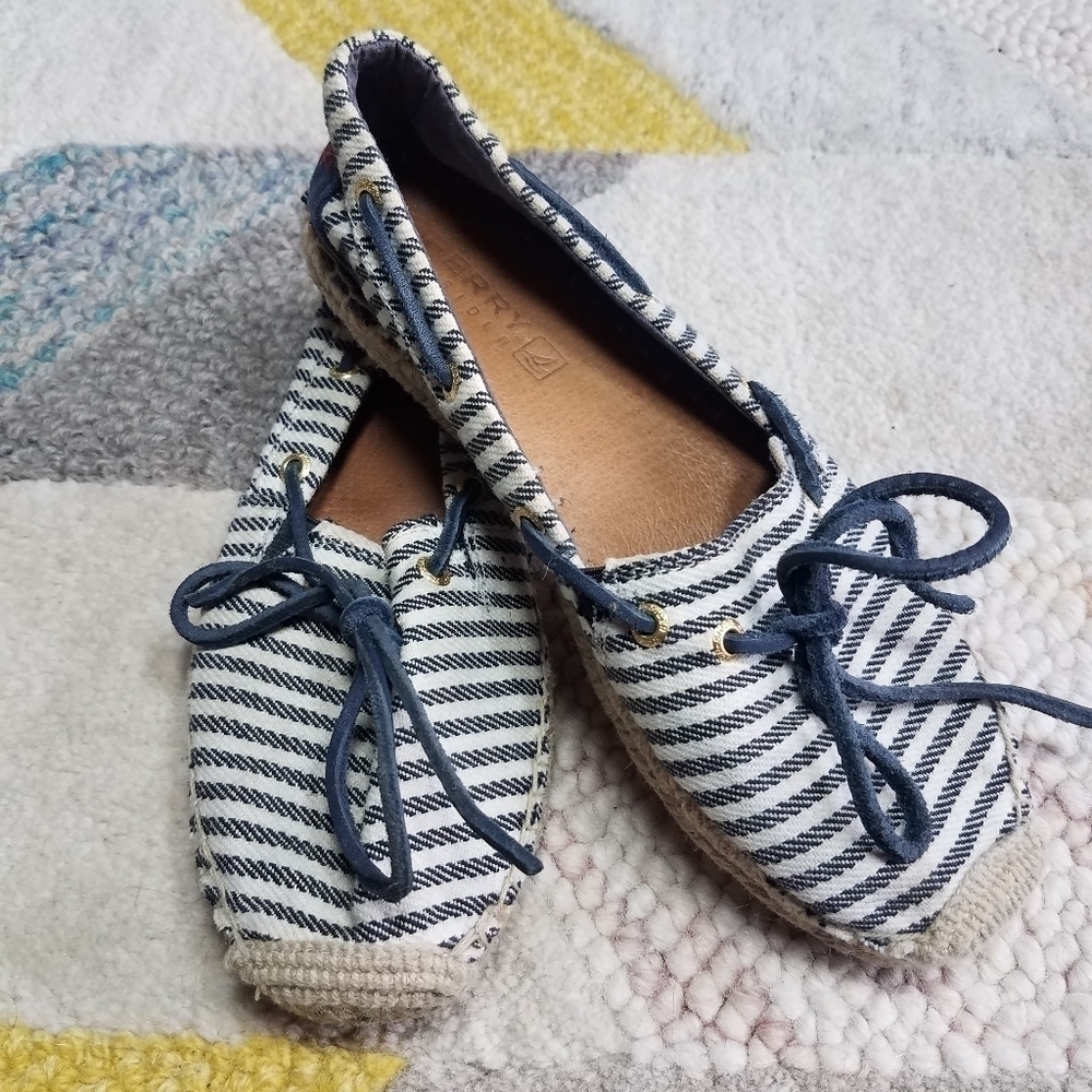 Sperry Striped Canvas Espadrille Loafers Size 7